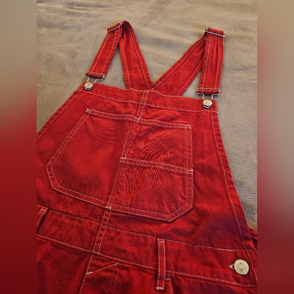FREE PEOPLE We The Free Red Heart Eyes Ziggy Short Overalls - Picture 4 of 11
